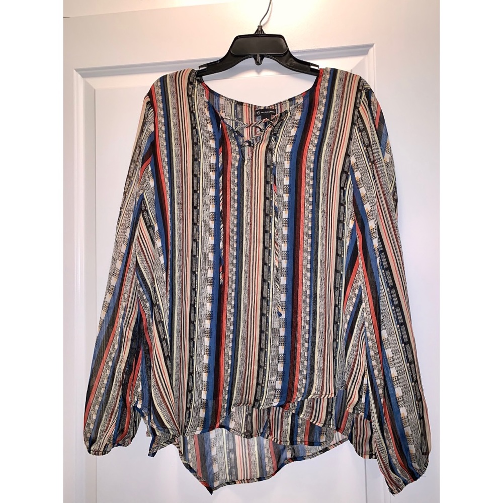 Sheer lace-up blouse